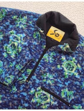 Vintage 90s Geometric Snowflake Vibrant Fleece Pullover Streetwear 1/4 Zip Sz LL